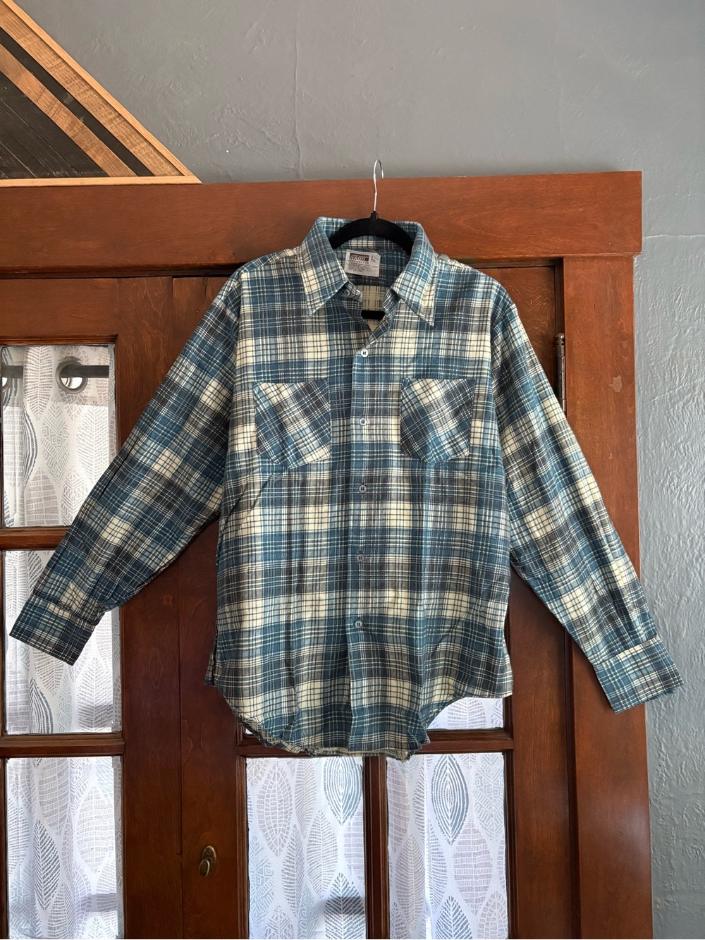 VTG NWOT Montgomery Ward Deadstock 100% Cotton Plaid Flannel Shirt Mens Large